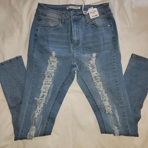 Brand new women's distressed full length skinny jeans/jeggings